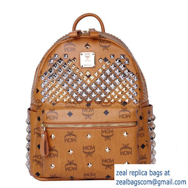 High Quality Replica Hot Sale MCM Small Stark Front Studs Backpack MC4237S Wheat